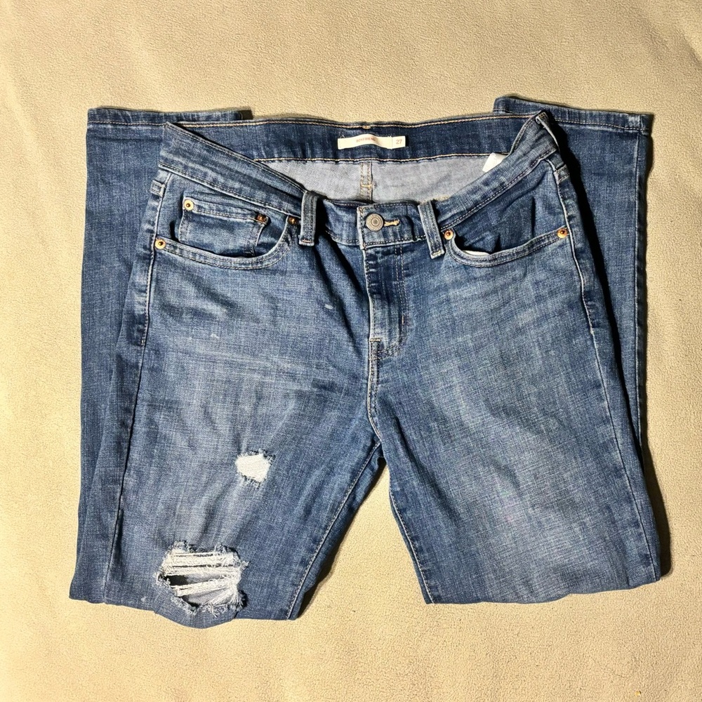 Levi’s Boyfriend Distressed Ripped Denim Jeans
